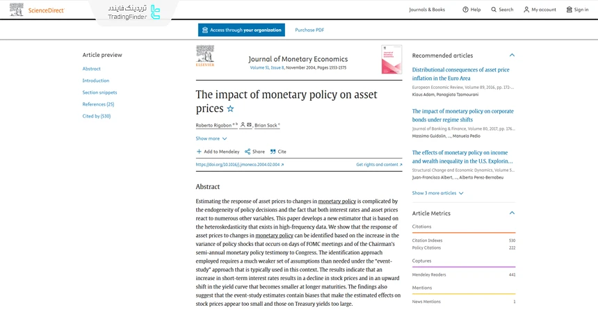 مقاله تاثیر سیاست پولی بر قیمت دارایی‌ها