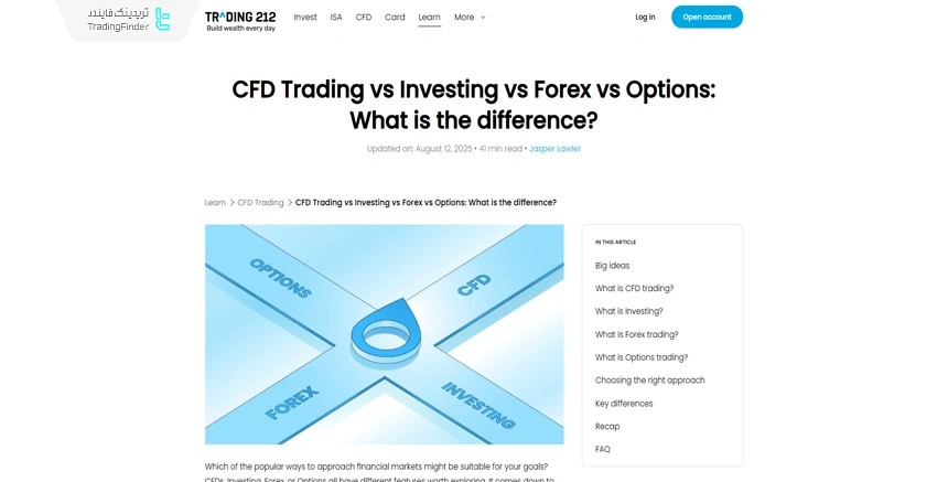 مقاله آموزش تفاوت معاملات CFD با سرمایه‌گذاری، فارکس و آپشن